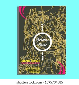 Vector illustration. Mecha sacred geometry. Mecha mock-up isolated design. For t-shirt design, poster, sticker. Line Style. - Vector