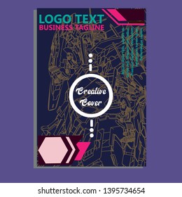 Vector illustration. Mecha sacred geometry. Mecha mock-up isolated design. For t-shirt design, poster, sticker. Line Style. - Vector