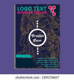 Vector illustration. Mecha sacred geometry. Mecha mock-up isolated design. For t-shirt design, poster, sticker. Line Style. - Vector
