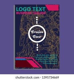 Vector illustration. Mecha sacred geometry. Mecha mock-up isolated design. For t-shirt design, poster, sticker. Line Style. - Vector