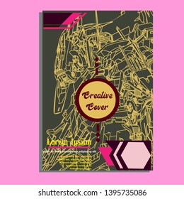 Vector illustration. Mecha sacred geometry. Mecha mock-up isolated design. For t-shirt design, poster, sticker. Line Style. - Vector