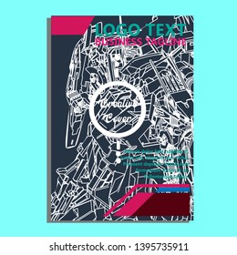 Vector illustration. Mecha sacred geometry. Mecha mock-up isolated design. For t-shirt design, poster, sticker. Line Style. - Vector