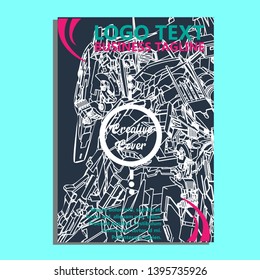 Vector illustration. Mecha sacred geometry. Mecha mock-up isolated design. For t-shirt design, poster, sticker. Line Style. - Vector