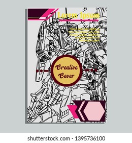 Vector illustration. Mecha sacred geometry. Mecha mock-up isolated design. For t-shirt design, poster, sticker. Line Style. - Vector