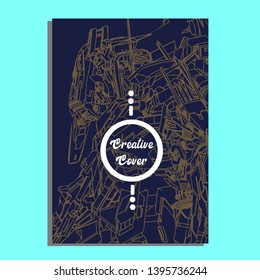 Vector illustration. Mecha sacred geometry. Mecha mock-up isolated design. For t-shirt design, poster, sticker. Line Style. - Vector