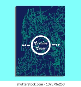 Vector illustration. Mecha sacred geometry. Mecha mock-up isolated design. For t-shirt design, poster, sticker. Line Style. - Vector