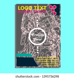 Vector illustration. Mecha sacred geometry. Mecha mock-up isolated design. For t-shirt design, poster, sticker. Line Style. - Vector