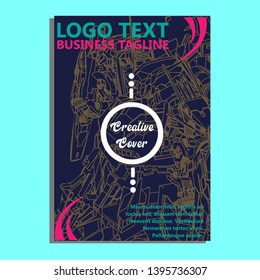 Vector illustration. Mecha sacred geometry. Mecha mock-up isolated design. For t-shirt design, poster, sticker. Line Style. - Vector