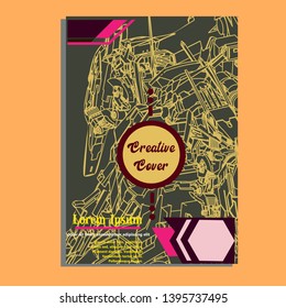 Vector illustration. Mecha sacred geometry. Mecha mock-up isolated design. For t-shirt design, poster, sticker. Line Style. - Vector