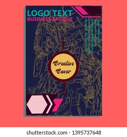 Vector illustration. Mecha sacred geometry. Mecha mock-up isolated design. For t-shirt design, poster, sticker. Line Style. - Vector