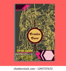 Vector illustration. Mecha sacred geometry. Mecha mock-up isolated design. For t-shirt design, poster, sticker. Line Style. - Vector