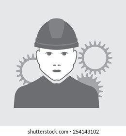 vector illustration of mechanic with gears behind