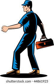 vector  illustration of a Mechanic tradesman extending hand