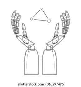 Vector illustration of mechanical arms like a draft. EPS 10.