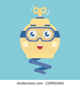 Vector Illustration Mechanical Character with Spring