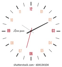 Vector illustration of mechanical clock. Clock face on white background.
