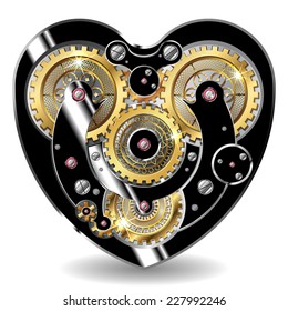 vector illustration of a mechanical heart in the steampunk style isolated on white