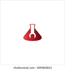 vector illustration of a mechanical key in a red lab glass