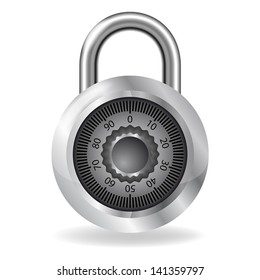 Vector illustration, mechanical padlock on a white background
