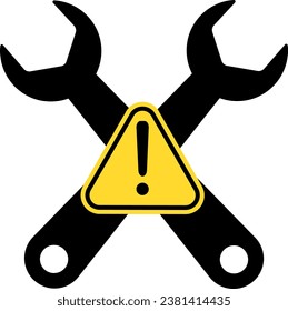 vector illustration mechanical process, warning