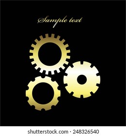 Vector illustration of Mechanics. Gold on black.