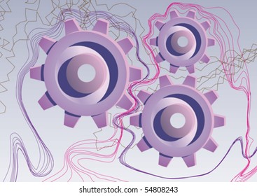 Vector illustration of mechanism with cogwheels