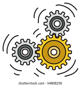 Vector illustration of mechanism with cogwheels
