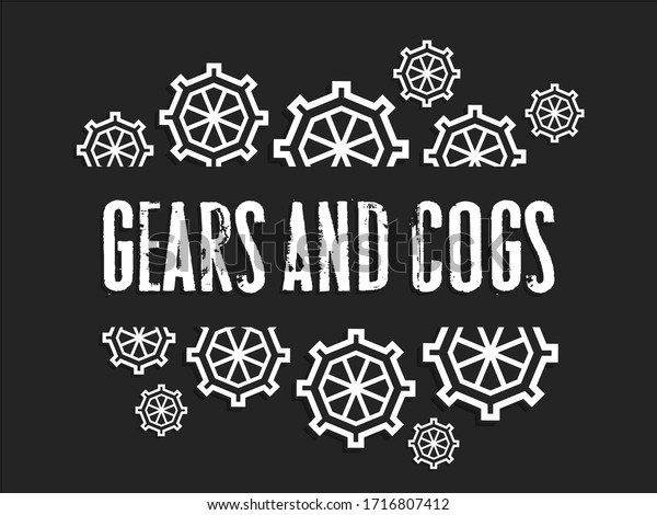 Vector illustration of mechanisms. Gear icons.\
Mechanical background. Toothed silhouettes of gears. Watches,\
mechanisms, devices, tools, technologies, wheels. Abstract creative\
gears and cogs