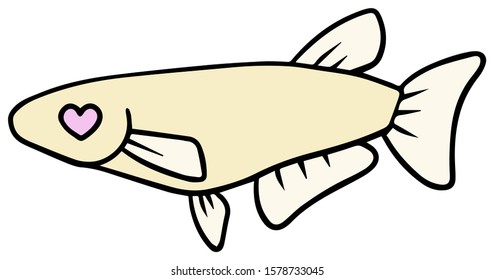 Vector illustration of a medaka fish with heart mark
