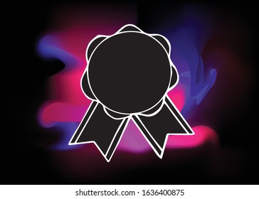 Vector Illustration of Medal or Award with Neon Background