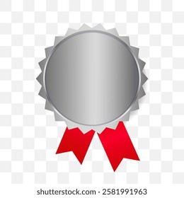 Vector illustration medal silver or metallic 3d realistic isolated.