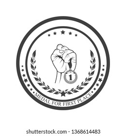 Vector illustration. Medal template for the winner. Prize, reward for victory. Graphic object