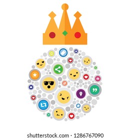 vector illustration of media content items and crown