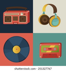 Vector illustration of media icons - Illustration