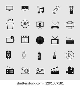 vector illustration of media and multimedia icons set, EPS10. 
