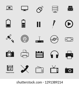 vector illustration of media and multimedia icons set, EPS10. 