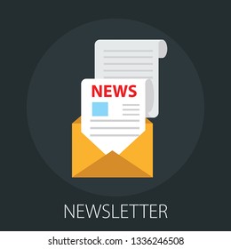 Vector illustration of media news and newspaper with "newsletter" information and news article concept