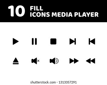 vector illustration media player set fill style icon