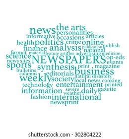 Vector illustration of media tags related to newspapers.