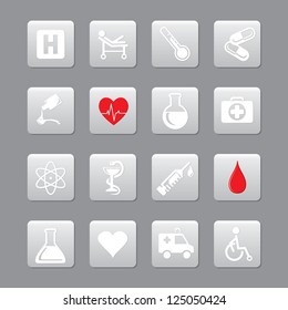 Vector illustration of medic icons in buttons.