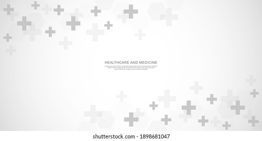 Vector illustration of a medical background with hexagons and crosses. Concepts and ideas for healthcare and medicine design.