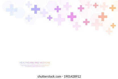 Vector illustration of a medical background with hexagons and crosses. Concepts and ideas for healthcare and medicine design.