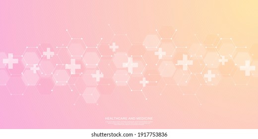 Vector illustration of a medical background with hexagons and crosses. Concepts and ideas for healthcare and medicine design.