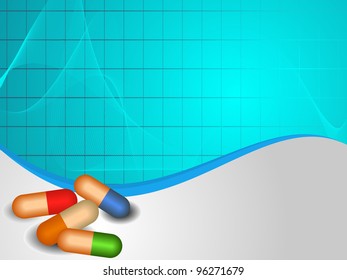 Vector Illustration Medical Background Pills Blue Stock Vector (Royalty ...