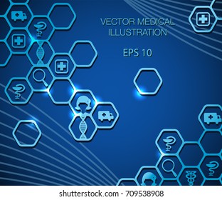 Vector illustration of medical background. Special medical facilities and equipment associated with research and diagnostics.