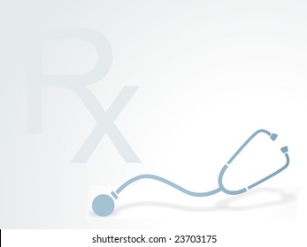 vector illustration, medical background with stethoscope isolated on blue