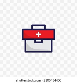 Vector Illustration Of Medical Bag In Red Colors And Transparent Background(png).