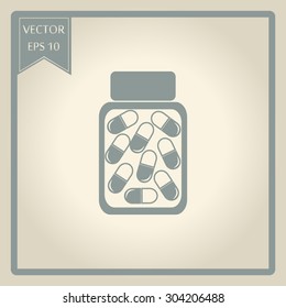 Vector illustration of medical bottle with pills