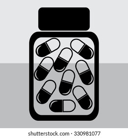 Vector illustration of medical bottle with pills