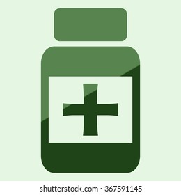 Vector illustration of medical bottle with pills